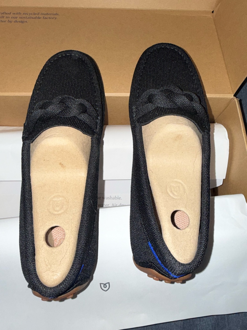 Rothy's Black Women's Slip-On Loafers with Braided Detail